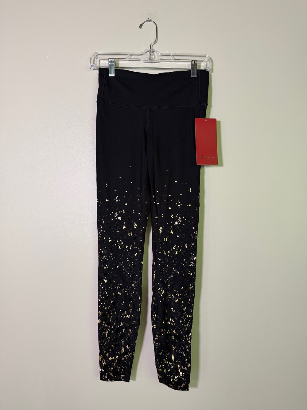 lululemon NWT Speed Wunder MR Tight 28” Gold Logo & Zipper Splatter LW5CNRS 6